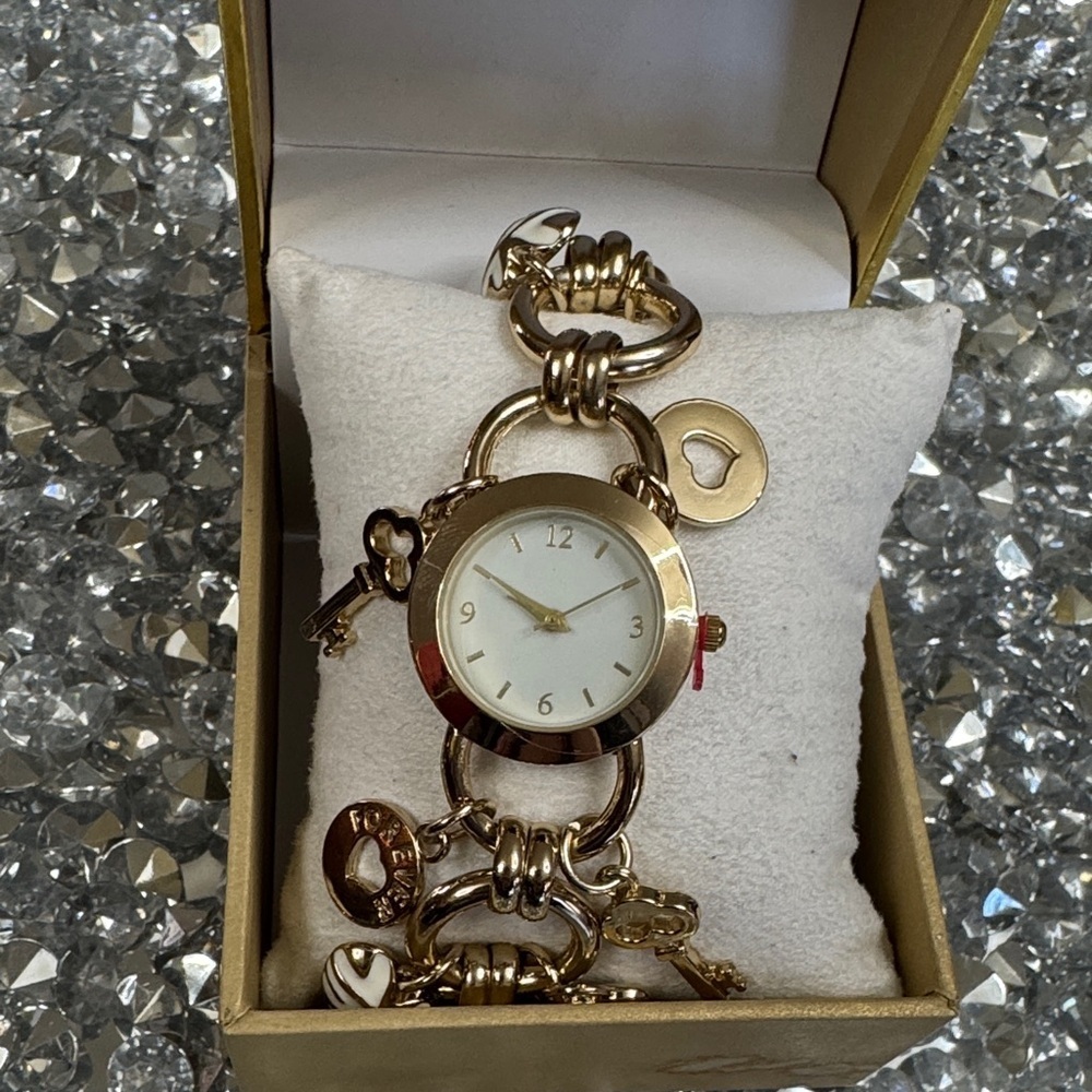 Charter Club Gold-Tone Charm Bracelet Watch NEW